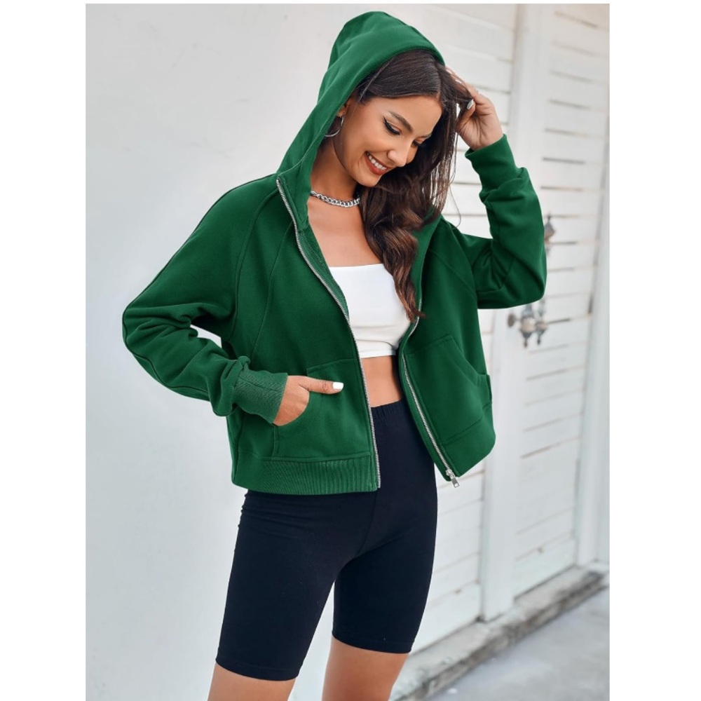 Emerald Green Women's Zip-Up Hoodie